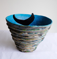 Kaikoura Pot 1 with Whale Fluke and Sea Glass.  